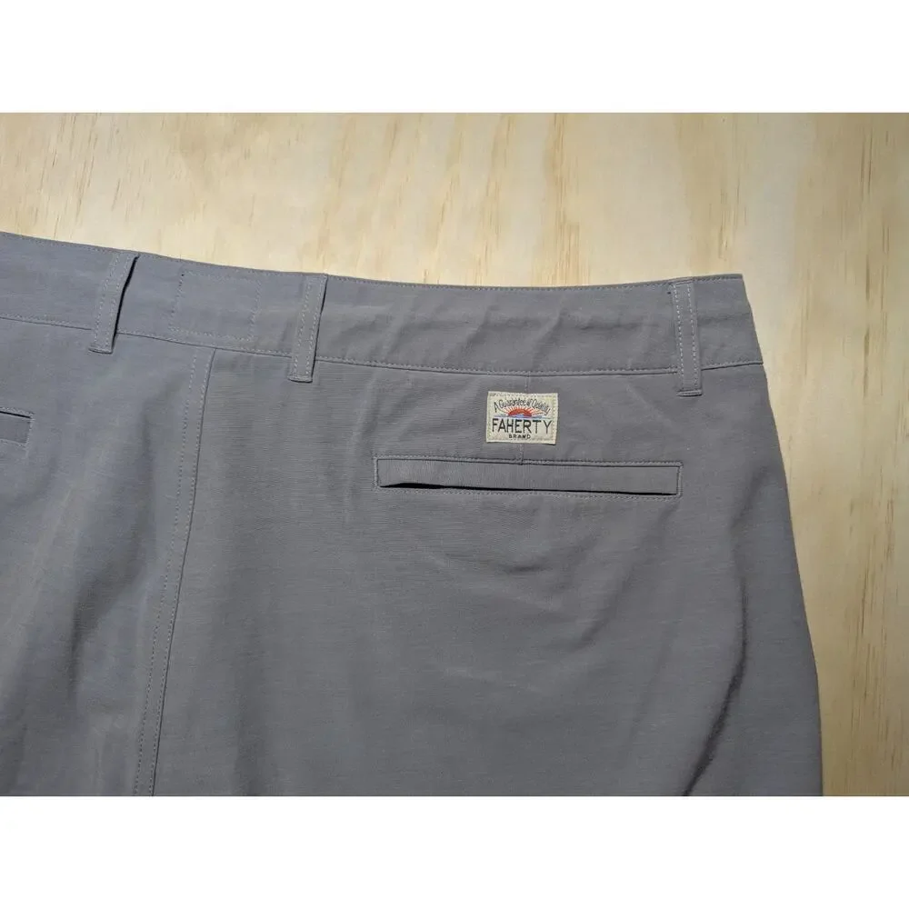 Faherty Men's 40 All Day Shorts Grey Hybrid Stretch Flat Front Casual Surf